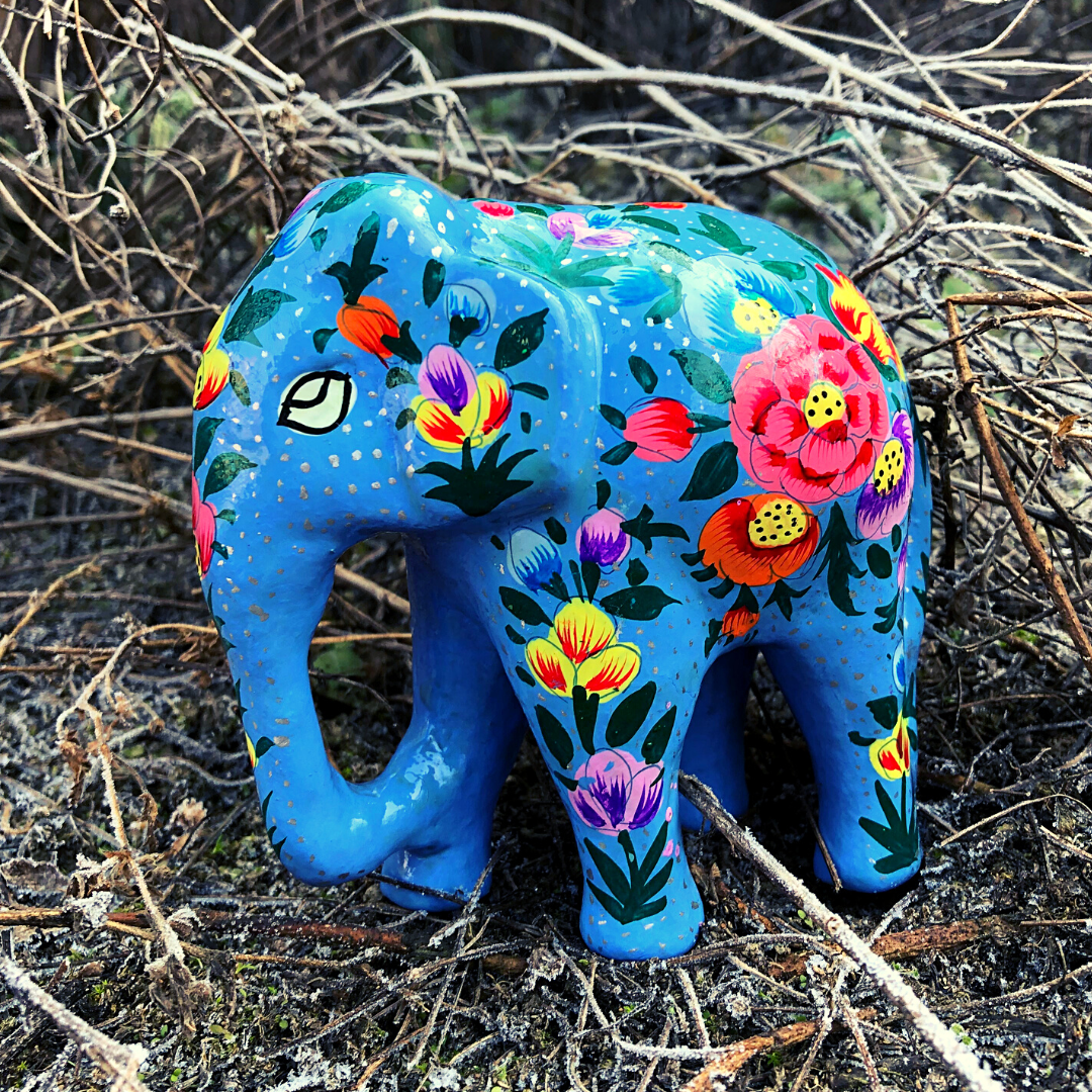 Blue/Purple Floral Elephant