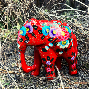Red Floral Elephant