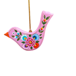 3" Hanging Bird Decoration Pink Floral