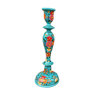 Candlestick Holder -Light Blue Floral Design