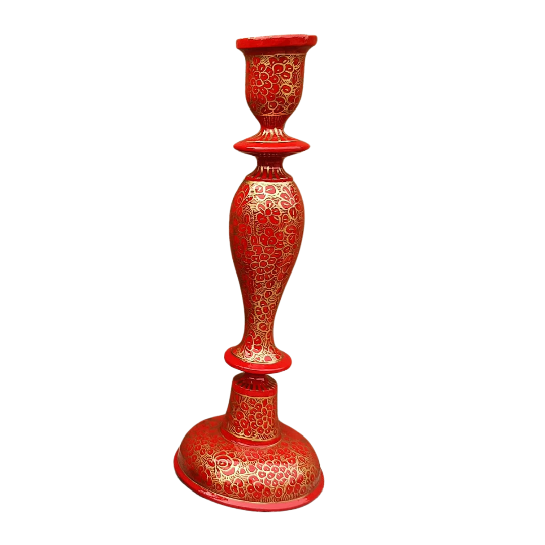 Candlestick Holder - Red & Gold Design