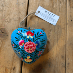 Dark Turquoise Hanging heart on wood