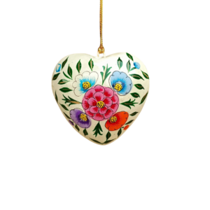 Hanging Heart Decoration - 3 White Floral