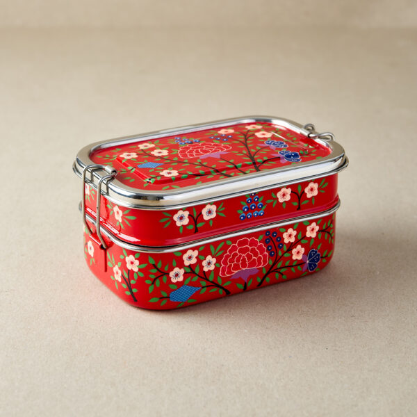 Tiffin_red_spring Red Spring Design | Stainless Steel - Hand-Painted Tiffin-Style Lunchbox