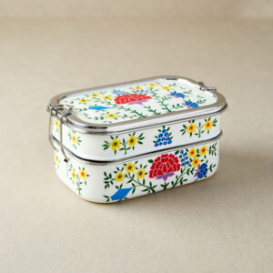White Spring Design | Stainless Steel - Hand-Painted Tiffin-Style Lunchbox