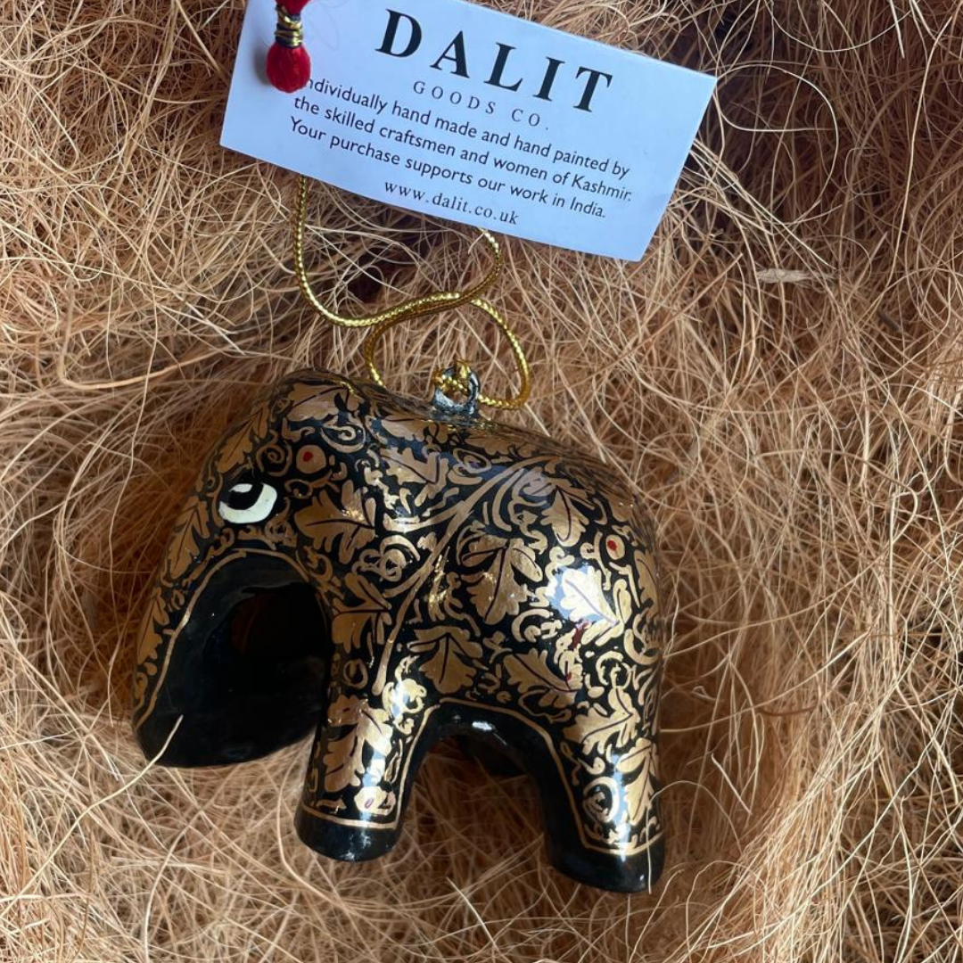 Black an Gold Leaf Hanging Elephant