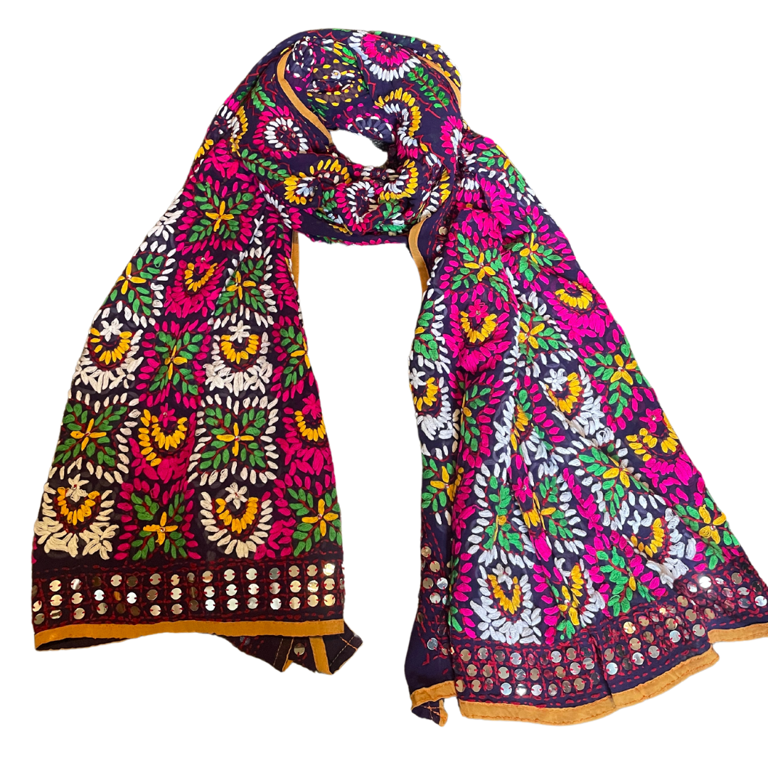 hand embroidered scarfs - Purple