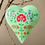 Pastel Green Small Hanging Metal Heart