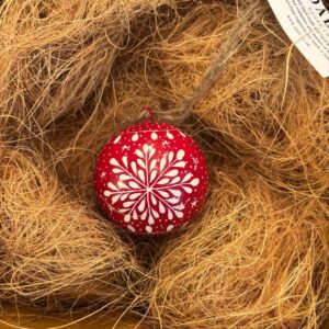 Red Snowflake - 2" Bauble | Hand-Painted Hanging Christmas Decoration