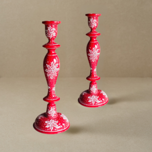Red Snowflake Candle Sticks