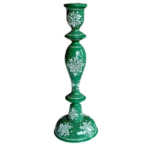 Green Snowflake Candle Stick Holder