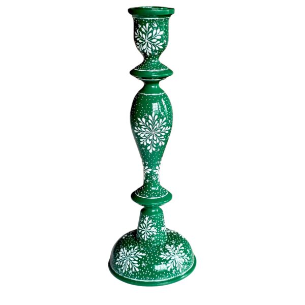 Green Snowflake Candle Stick Holder