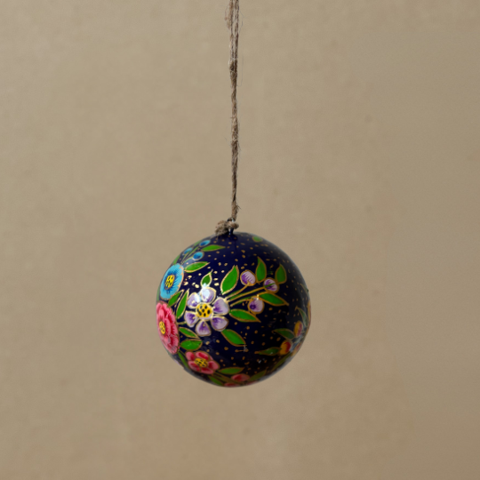 dark blue floral Bauble