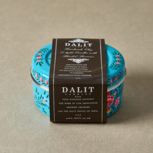 Hand-Painted Stainless Steel Container with x5 Rahul Terracotta Candles | Original Lavender Scent - Blue