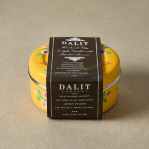 Hand-Painted Stainless Steel Container with x5 Rahul Terracotta Candles | Original Lavender Scent - Yellow
