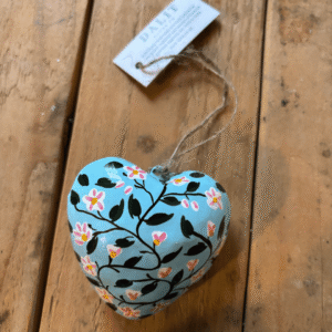 Pale Blue Hanging heart on wood