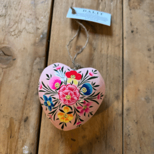 Pale Pink Hanging Heart on Wood