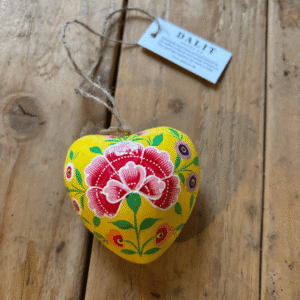 Yellow Sunshine Hanging Heart on Wood