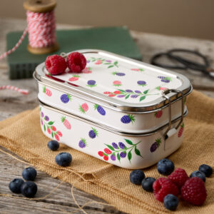 Summer Berries | Stainless Steel - Hand-Painted Tiffin-Style Lunchbox