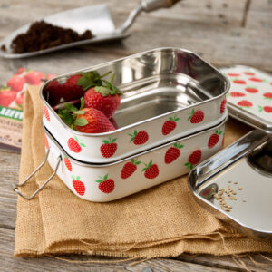 Summer Strawberries | Stainless Steel - Hand-Painted Tiffin-Style Lunchbox