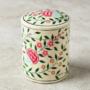 Hand-Painted Tall white soap pot
