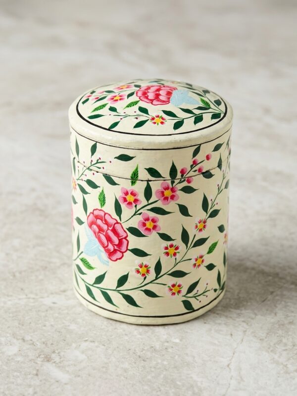 Hand-Painted Tall white soap pot