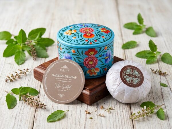 Turquoise pot Tulsi Soap