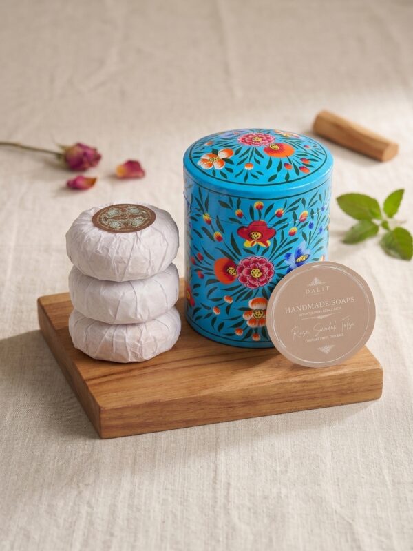 Hand-Painted Turquoise pot x3 soap