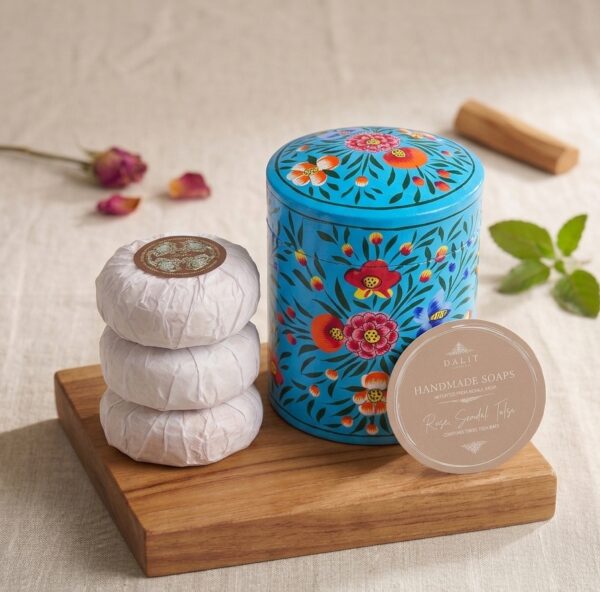 Hand-Painted Turquoise pot x3 soap