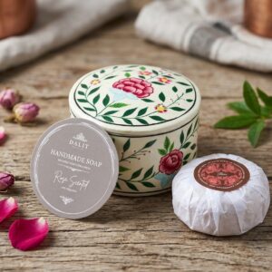 Hand-Painted White pot rose soap
